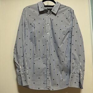 Banana Republic Navy and White Button Down Shirt Size 14